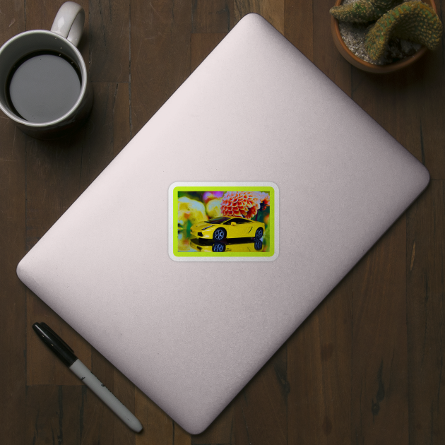 Surreal Yellow Sports Car by DeVerviers